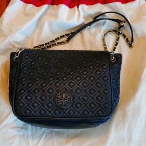 Tory Burch quilted black leather bag